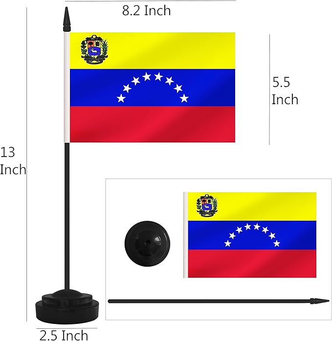 2 Pack Venezuela Desk Flag Set, Venezuelan Desktop Small Miniature Table Office - Image 2