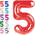 Red 40 Inch Large Number 5 Birthday Balloon, Five 5th 15 25 35 50 55 Birthday by Upgesy