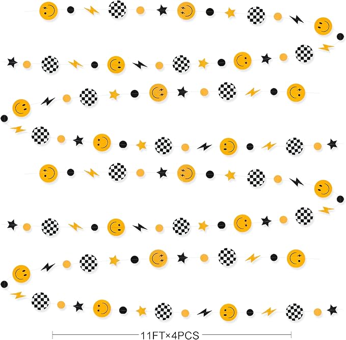 One Happy Dude 1st Birthday Decorations Black Yellow Smile Face Lightning Star - Image 2