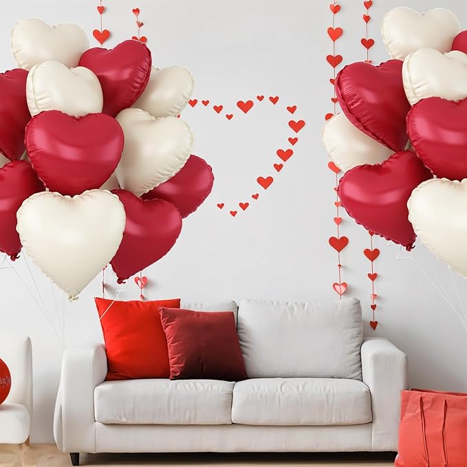 Red White Heart Balloons - Image 4