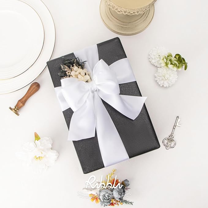 Ribbli White Double Faced Satin Ribbon, 2” x Continuous 10 Yards, Use - Image 4