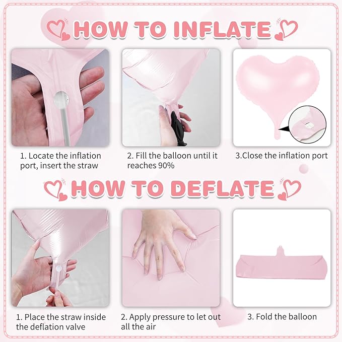 20 Inch Pink Purple White Heart Balloons - Image 8