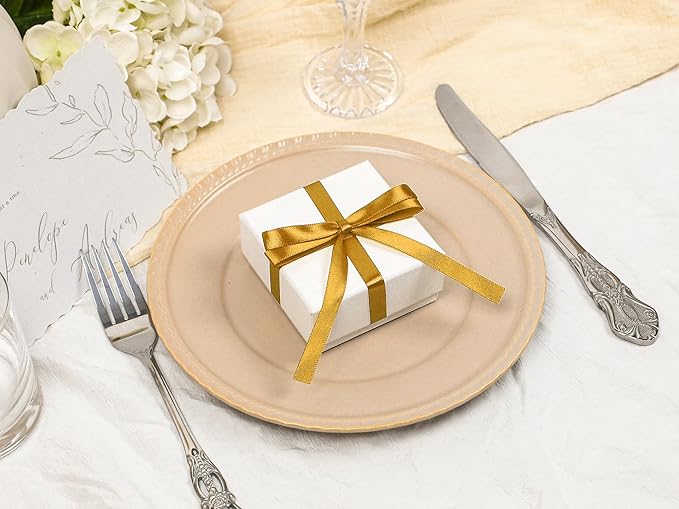 Gold Satin Ribbon 3/8 inch X Continuous 25 Yards, Single Face Polyester Ribbon - Image 5