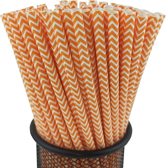 YAOSHENG Premium Disposable Waves Striped Drinking Paper Straws, Pack 100 by YAOSHENG