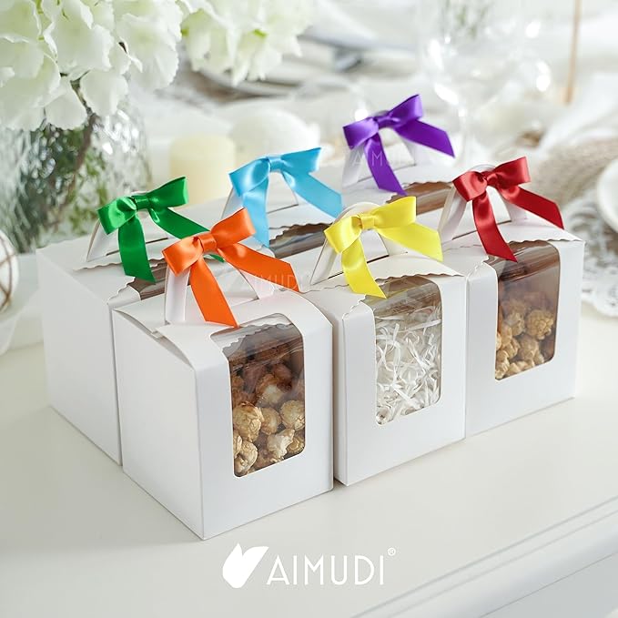 AIMUDI Rainbow Ribbon Bows 2.5" Satin Twist Tie Bows - Image 7