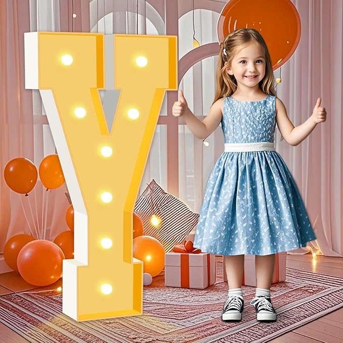 Marquee Letters 3 Feet Tall, Warm White Light Up Letters Y, Large Marquee Letter by HITINO