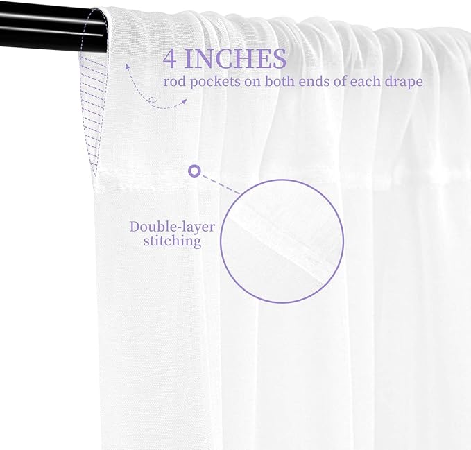 6 Panels White Ceiling Drapes for Wedding, 5ftx40ft Ceiling Drapes Cheesecloth - Image 3