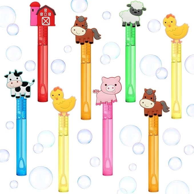 24 Farm Animal Party Favors Bubble Wands by AFZMON