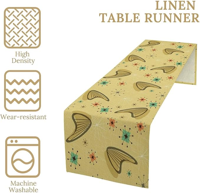 Mid Century Table Runner, Modern Atomic Pattern Absctract Geometric Retro 1950S - Image 5