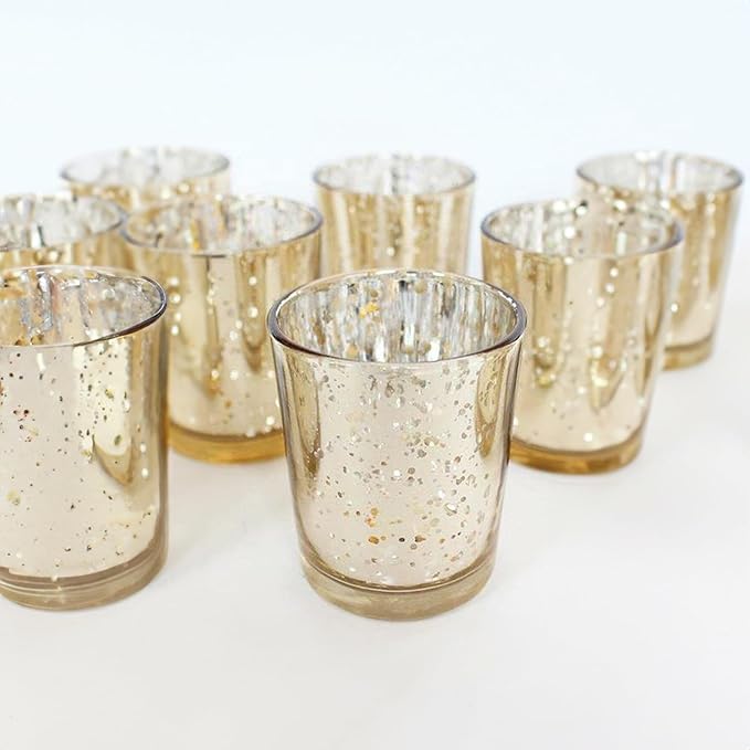 WGV Gold Speckled Tea Light Votive Candle Holder 2.2x2.75, Small Tiny Utility by WGVInternational-OpusGlassware