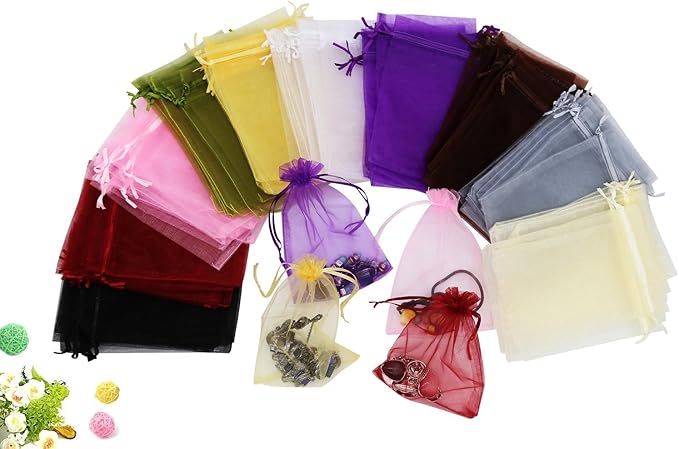 Wudygirl 100 PCS Drawstring Organza Bags 5X7 inches Jewelry Pouches Wedding - Image 2