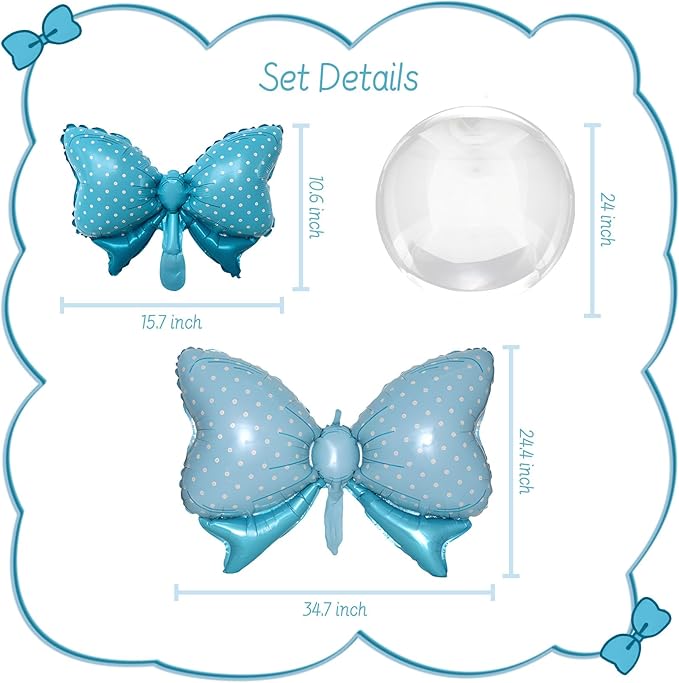 36 Inches Bow Foil Balloon Huge Bowtie Blue Balloon - Image 2