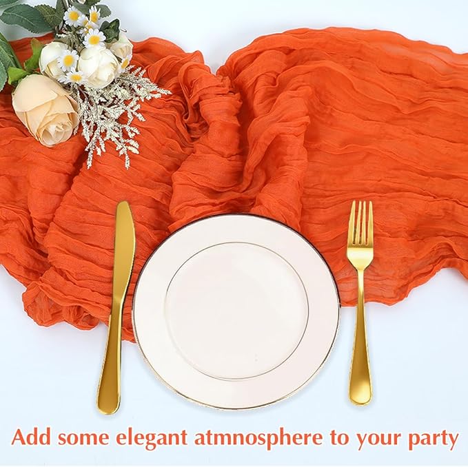 10 Pack Orange Cheesecloth Table Runner -21*120Inch Long Boho Wedding Table - Image 5