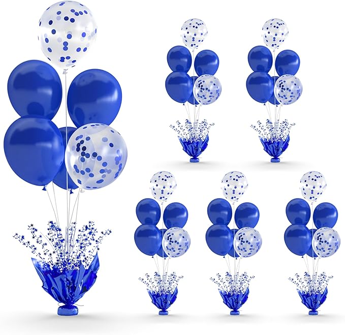 6 Set Blue Balloon Table Centerpieces by Gogoparti