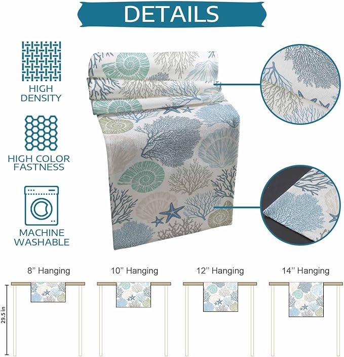 Coastal Coral Cotton Linen Table Runner - Image 7