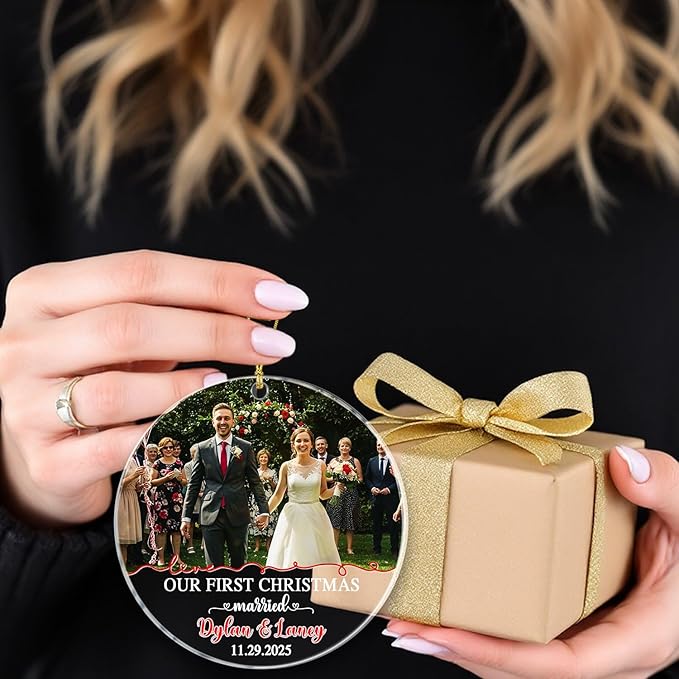 Customized Our First Christmas Married Ornament, Personalized Date/Names & - Image 4
