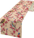 Floral Butterfly Table Runner Seasonal Spring Flower Bird Table Decoration by ICMOLYYENLO