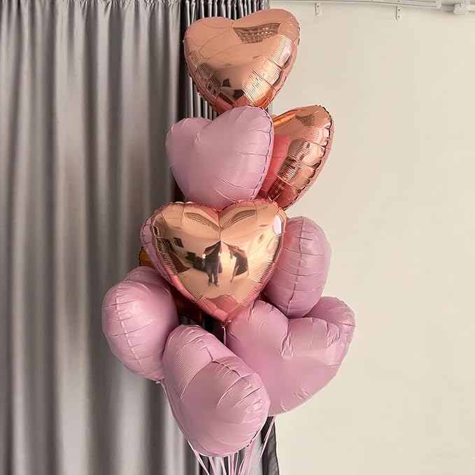 Rose Gold Pink Heart Balloons - Image 5