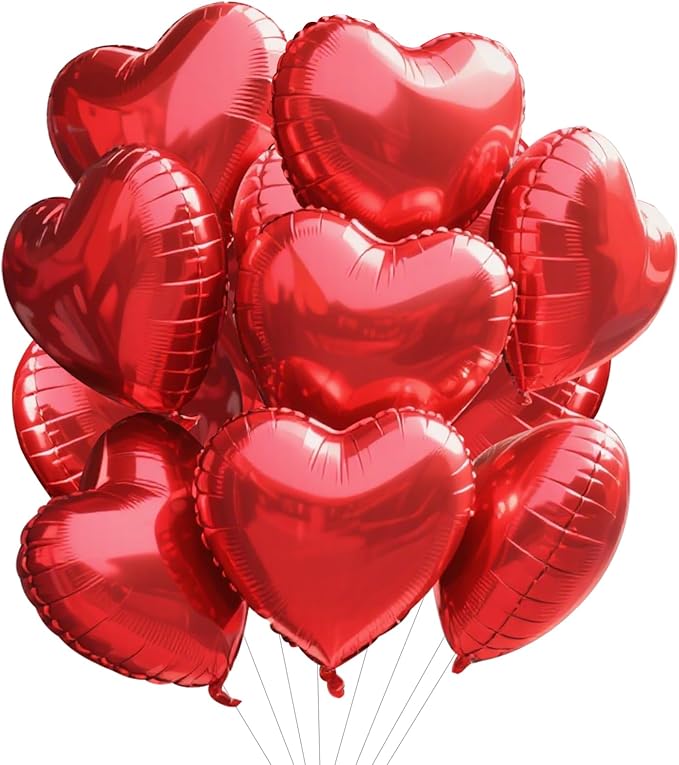 TONIFUL 15Pcs 18 Inch Red Heart Balloons Valentine’s Day Heart Shape Foil Mylar by TONIFUL