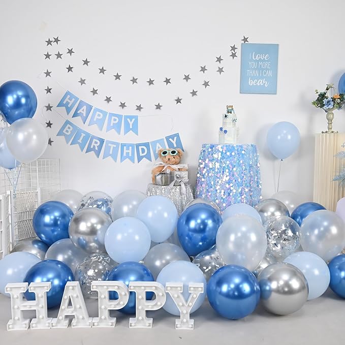 Togvu Metallic Blue Silver Balloons, Wedding Decorations - Image 3