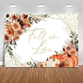 Mocsicka Fall in Love Bridal Shower Backdrop Boho Autumn Leaves Pumpkin Bride by Mocsicka