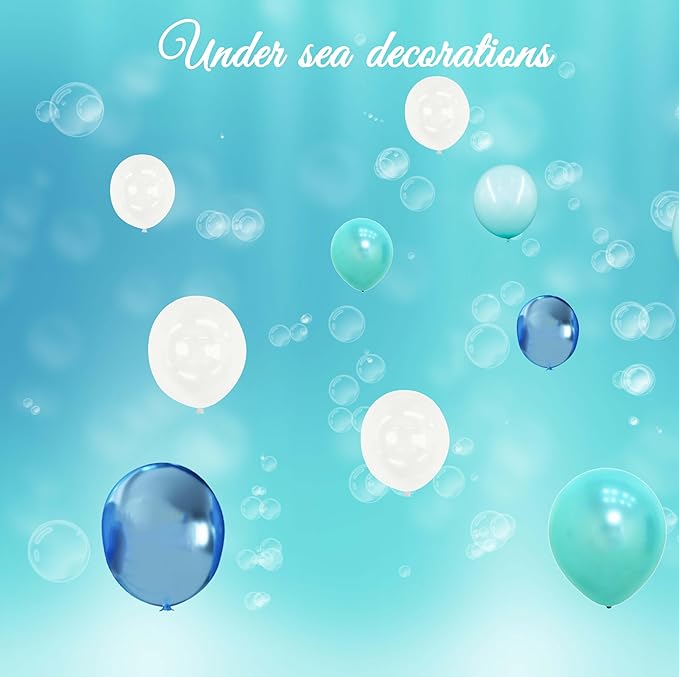Under the Sea Party Decorations Teal Turquoise Blue Clear Balloons Assorted - Image 2
