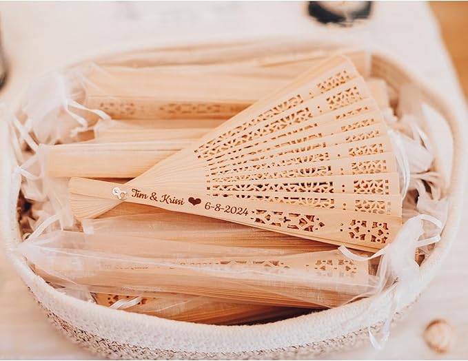 100Pcs Custom Wedding Fans for Guests Bulk – Personalized Hand Fans - Image 7