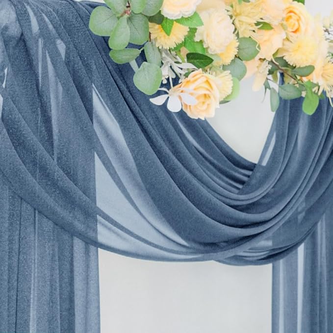 Socomi Wedding Arch Draping Fabric 29" x 20Ft 1 Panel Dusty Blue Sheer Outdoor - Image 4