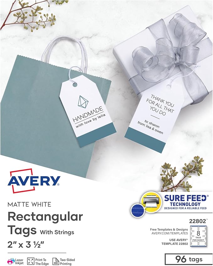 Avery Blank Printable Tags, Sure Feed Technology, 96 Customizable Tags by Avery