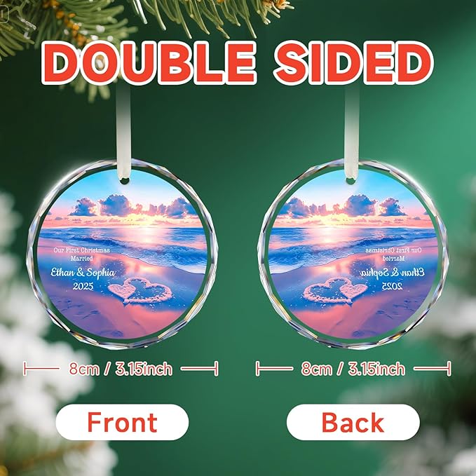 Our First Christmas Married Ornament 2025, Personalized Christmas - Image 2