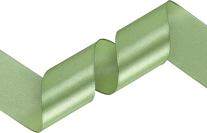 Sage Green Satin Ribbon 1-1/2 inch X Continuous 25 Yards, Single Face Polyester - Image 2