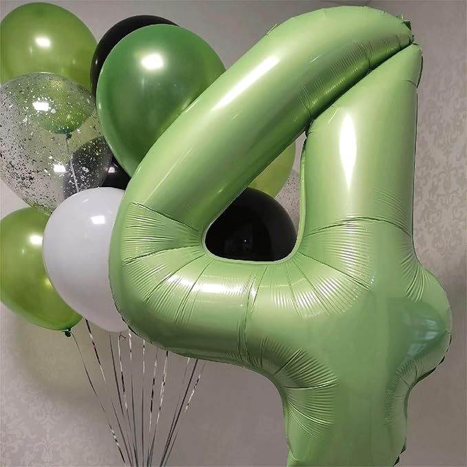 Sage Green 1 Balloons, 40 Inch Giant Olive Green Helium Foil Number 0-9 - Image 6
