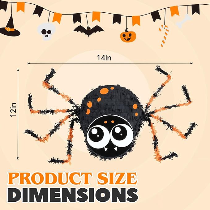 Small Halloween Spiders Pinatas, Birthday Theme Parties Game - Image 2