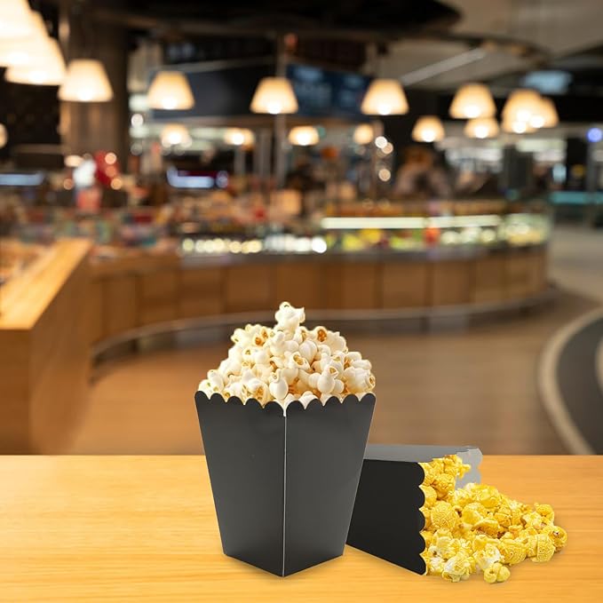 CertBuy 200 Pcs Black Popcorn Boxes, Paper Popcorn Bags, Cardboard Popcorn - Image 6