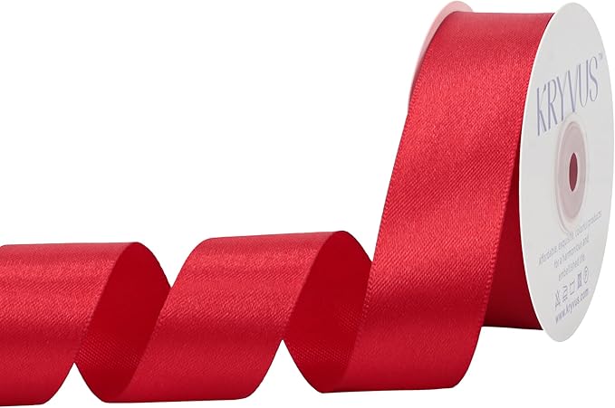 Red Satin Ribbon 1 inch X Continuous 25 Yards, Single Face Polyester Ribbon by Kryvusribbon