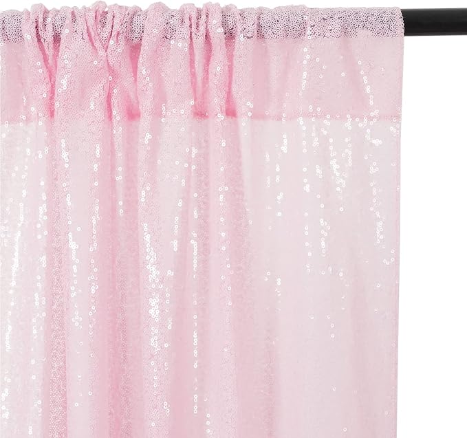 4Pcs 2Ft x 8Ft Pink Sequin Backdrop Curtains, Glitter Photography Background - Image 5