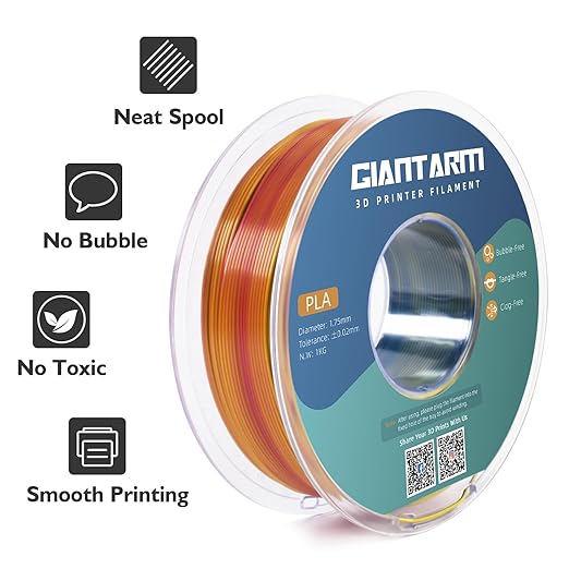GIANTARM Tri-Colors Silk Pla Filament, 3D Printer Filament 1.75mm +/-0.02mm - Image 4