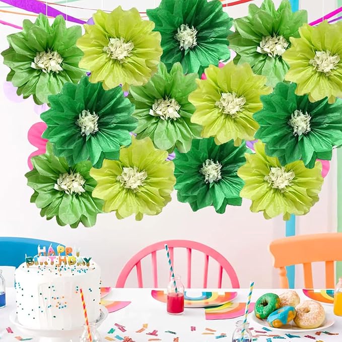 12pcs Paper Flowers 10in 12in Tissue Pom Poms - Image 3