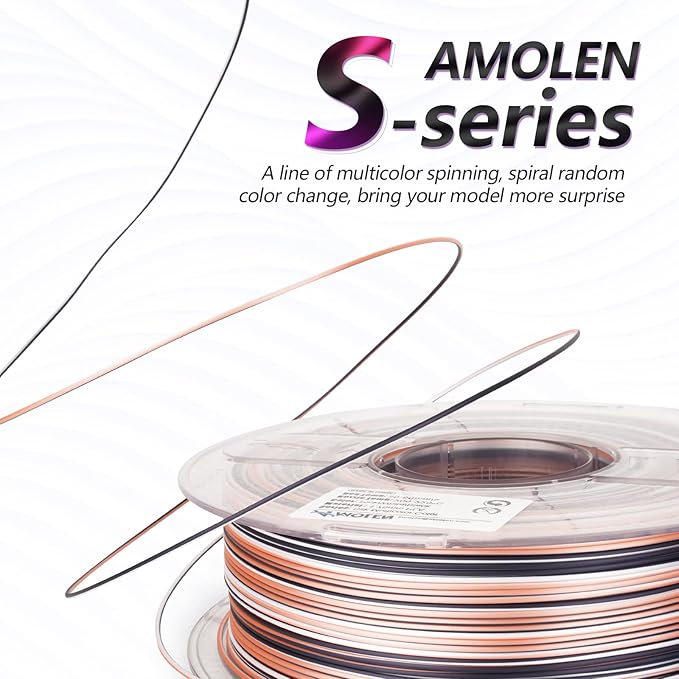 AMOLEN Silk PLA 3D Printer Filament, Shiny Multicolor Rainbow PLA Filament - Image 2