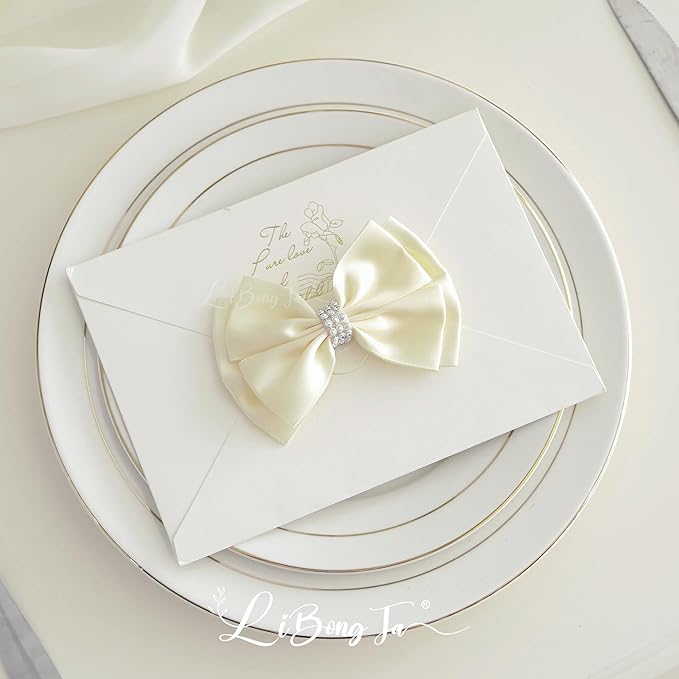 Ivory Satin Bows 4'' Premade Ivory Ribbon Bows, Gift Bows - Image 8