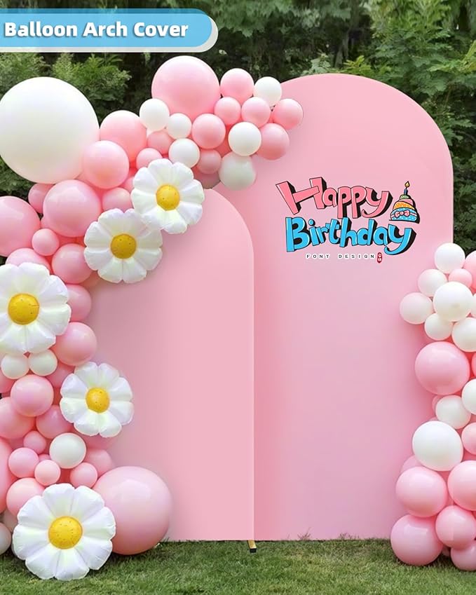HEMMOTOP Pink Arch Backdrop Cover 7.2 ft, Wedding Arch Covers Stretchy Backdrop - Image 8