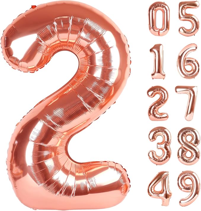 Rose Gold 40 Inch Big Number Balloon Birthday Decoration, Number 2 Helium by Upgesy