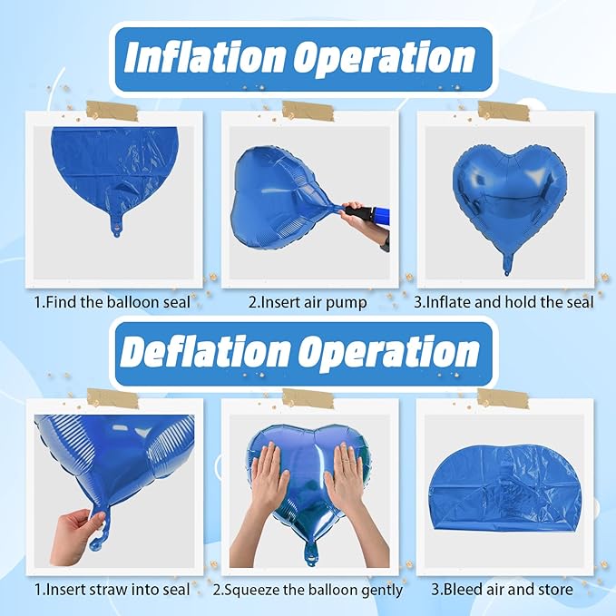 Blue Heart Balloons, 18 Inch Royal Blue Heart Shape Balloon - Image 8