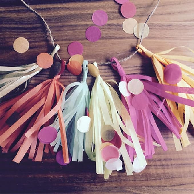 Shiny Tassel Garland Tissue Paper Tassel Banner, Tassels Party Decorations - Image 3