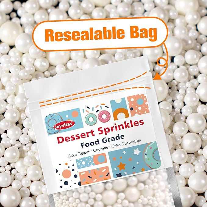 Edible White Pearl Sugar Sprinkles - Image 8