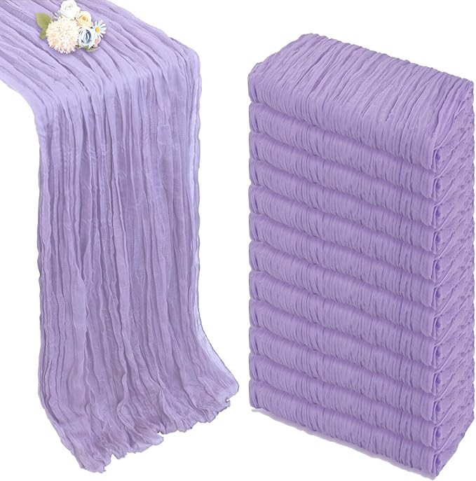 12 Pack Lilac Purple Cheesecloth Table Runner 10ft Boho Gauze Fabric Cheese by Pepmily