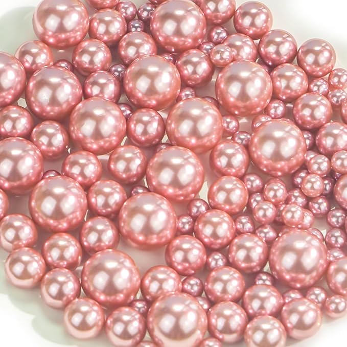 300Pcs Rose Gold Polished No Hole Faux Pearl Beads - Image 7