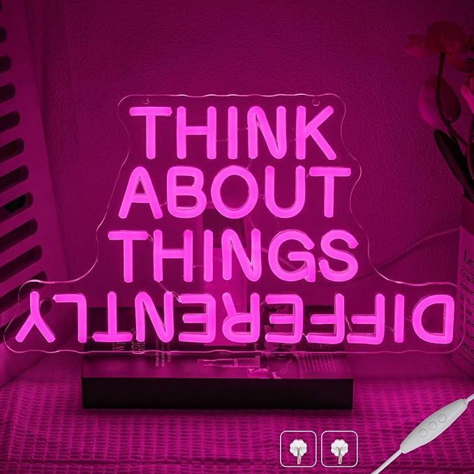 Think About Things Differently Neon Sign, Dimmable Office Neon Light, Study Room by CHANNEONNEONSIGN