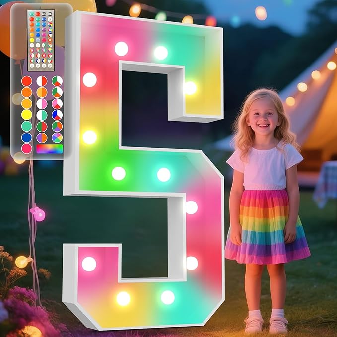 Ledido 4FT Marquee Light Up Numbers, 34 Colors Changing Marquee Numbers 4 Feet by Ledido