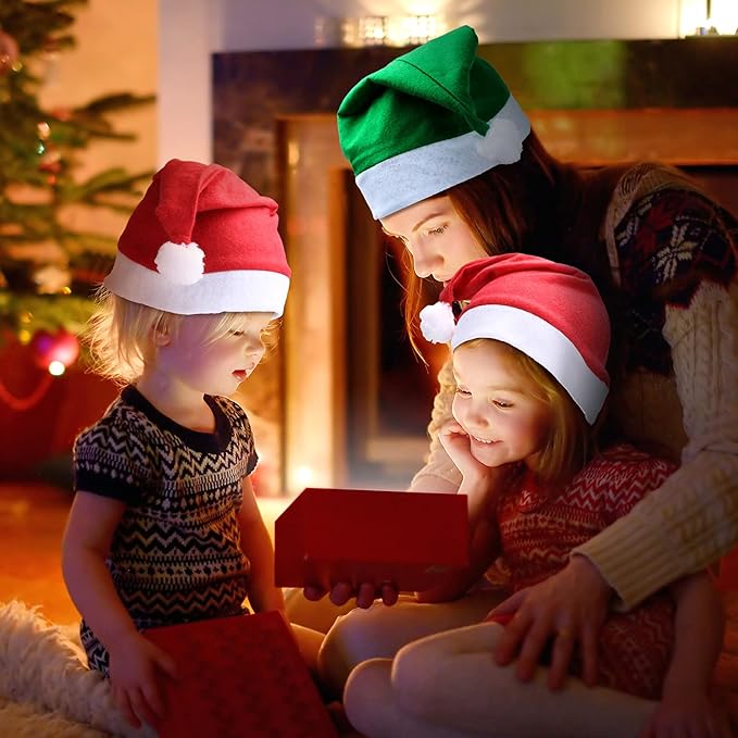 SATINIOR 12 Pieces Santa Hats Christmas Non Woven Fabric Hat - Image 3